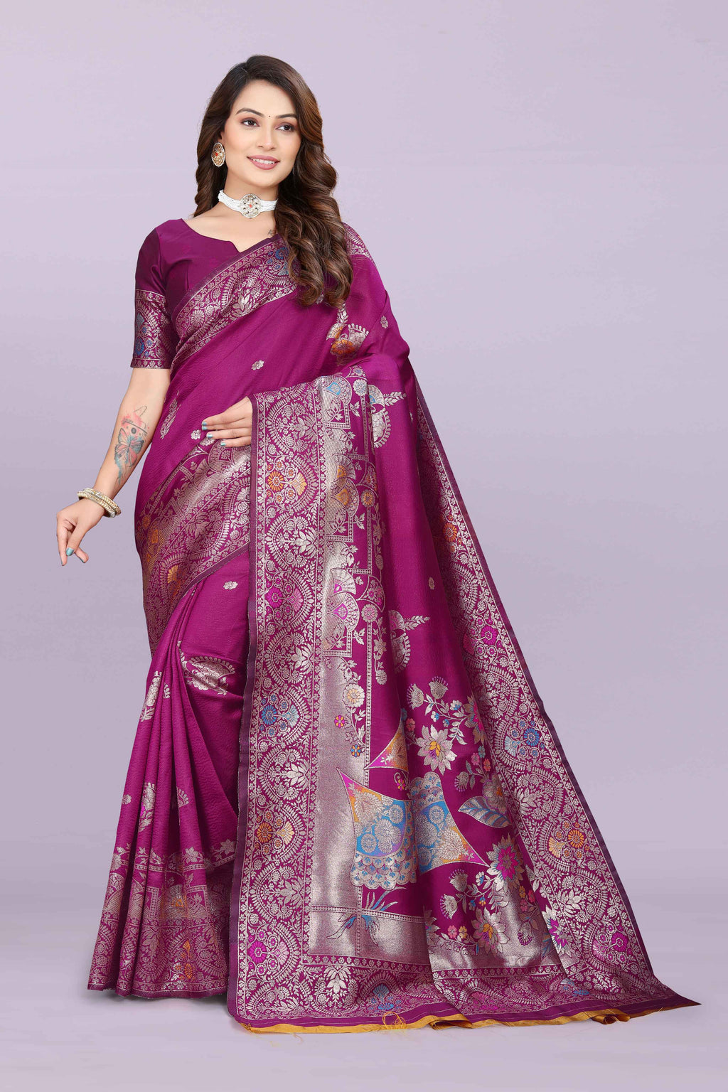 Banarasi Silk Saree with Zari Weaving – Wedding & Festive Wear for Women