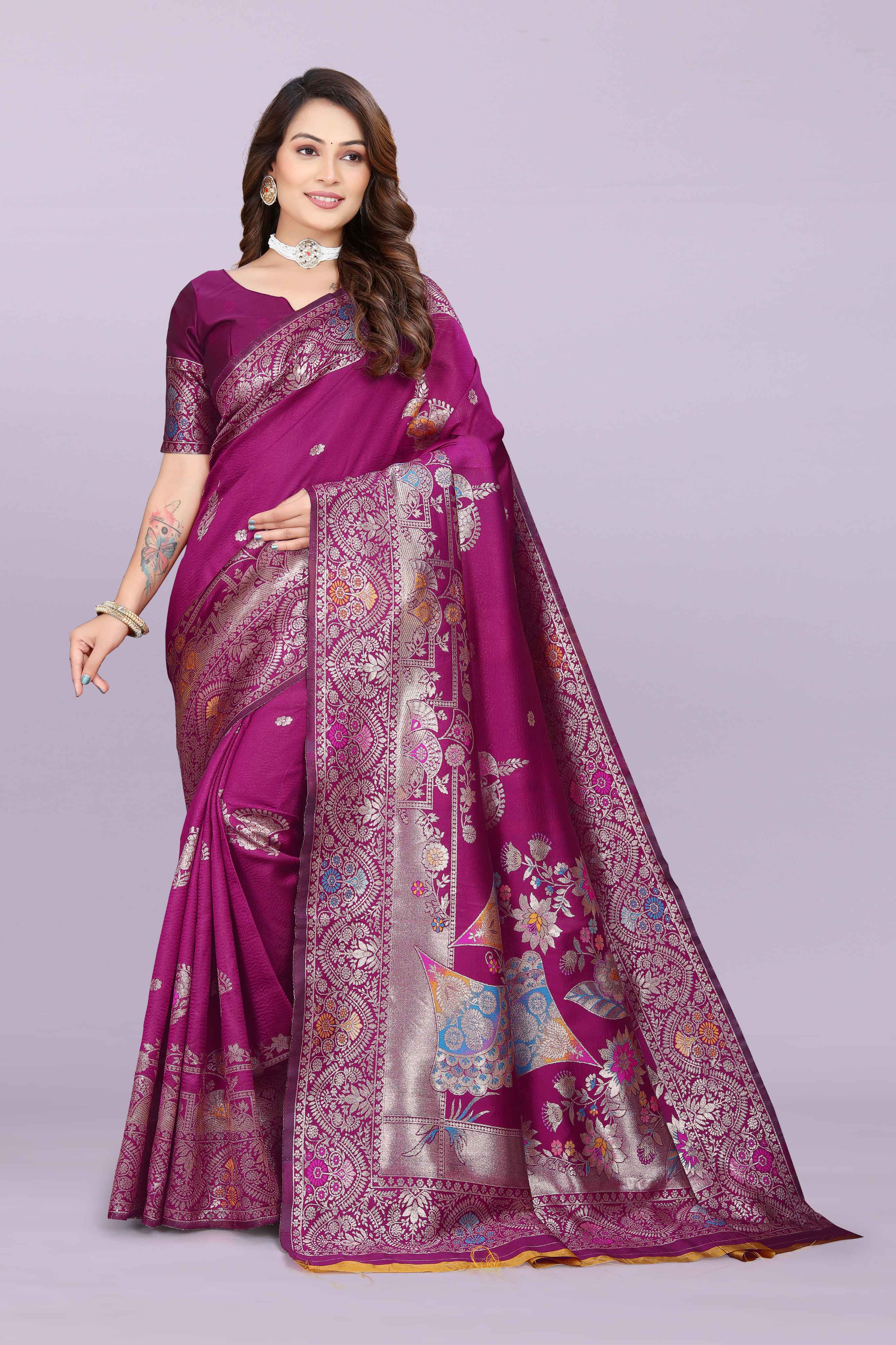 Banarasi Silk Saree with Zari Weaving – Wedding & Festive Wear for Women