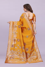 Banarasi Silk Saree with Floral Zari Border – Elegant Wedding & Festive Wear