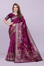 Banarasi Silk Saree with Floral Zari Border – Elegant Wedding & Festive Wear