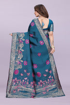 Banarasi Silk Saree with Floral Zari Border – Elegant Wedding & Festive Wear