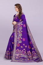 Banarasi Silk Saree with Floral Zari Border – Elegant Wedding & Festive Wear