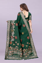 Banarasi Silk Saree with Floral Zari Border – Elegant Wedding & Festive Wear