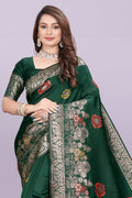 Banarasi Silk Saree with Floral Zari Border – Elegant Wedding & Festive Wear