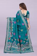 Banarasi Silk Saree with Floral Zari Border – Elegant Wedding & Festive Wear