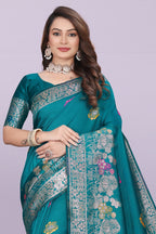 Banarasi Silk Saree with Floral Zari Border – Elegant Wedding & Festive Wear