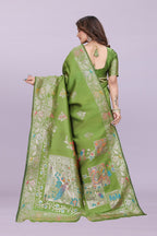 Silk Saree with Peacock Motif & Zari Border – Festive & Wedding Wear for Women