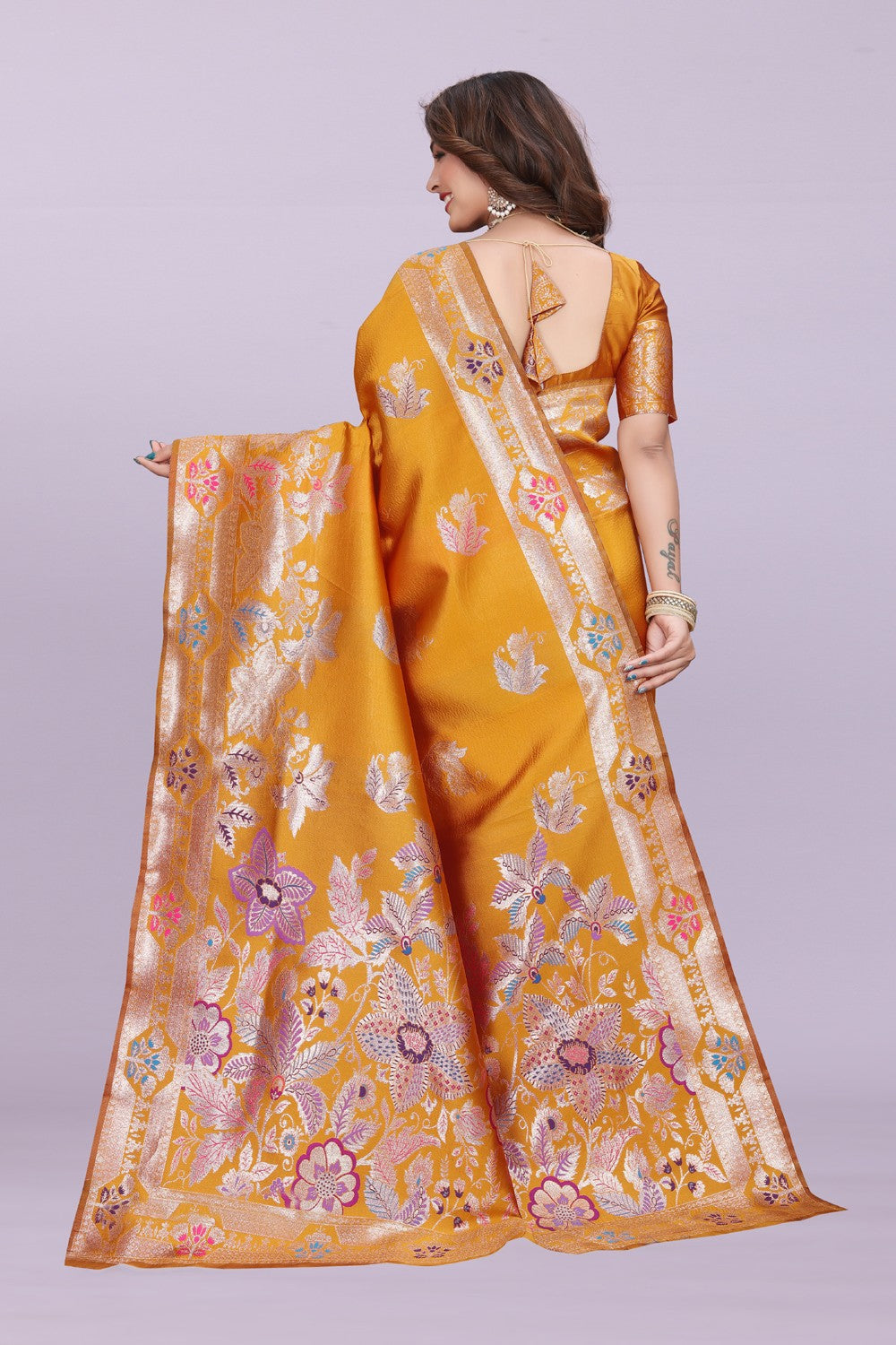 Banarasi Silk Saree with Rich Zari Pallu & Designer Border – Bridal & Wedding Wear