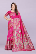 Banarasi Silk Saree with Rich Zari Pallu & Designer Border – Bridal & Wedding Wear