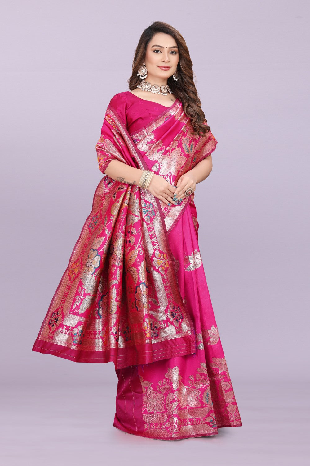 Banarasi Silk Saree with Rich Zari Pallu & Designer Border – Bridal & Wedding Wear