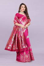 Banarasi Silk Saree with Rich Zari Pallu & Designer Border – Bridal & Wedding Wear