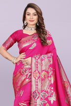 Banarasi Silk Saree with Rich Zari Pallu & Designer Border – Bridal & Wedding Wear