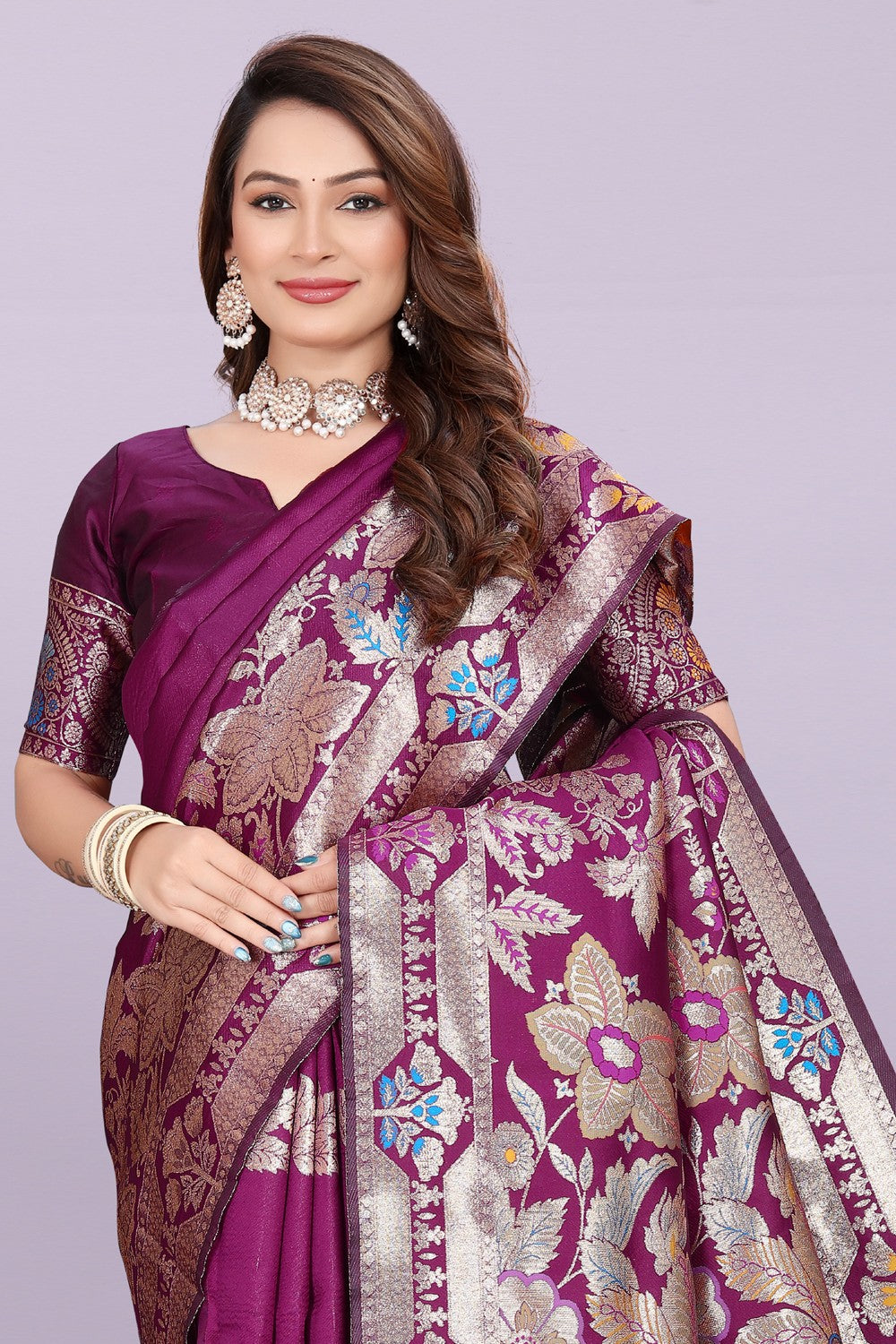 Banarasi Silk Saree with Rich Zari Pallu & Designer Border – Bridal & Wedding Wear