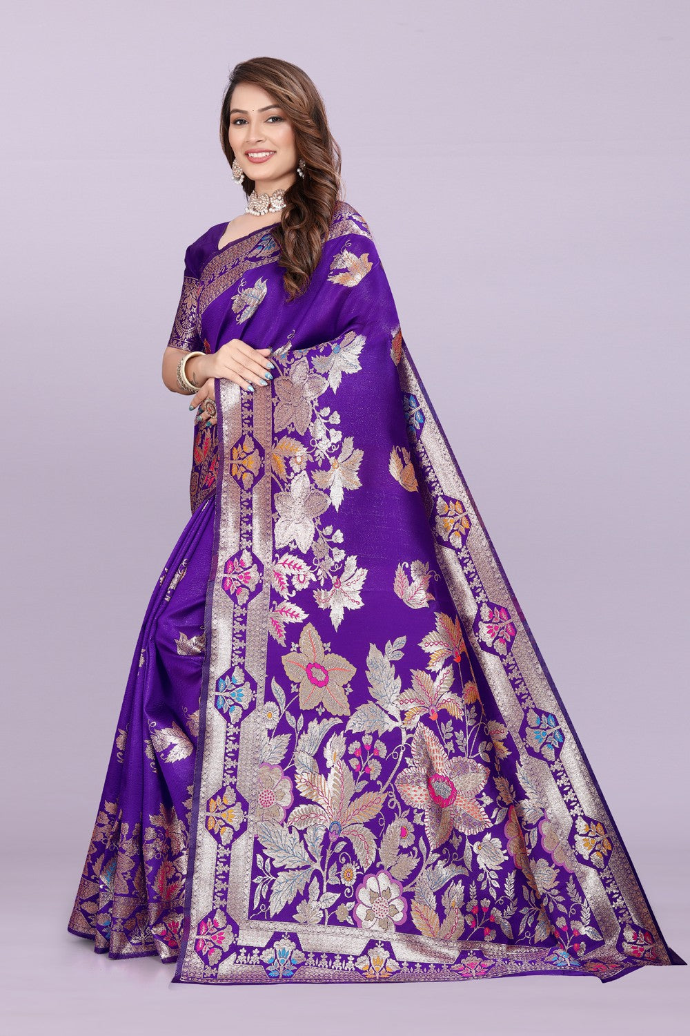 Banarasi Silk Saree with Rich Zari Pallu & Designer Border – Bridal & Wedding Wear