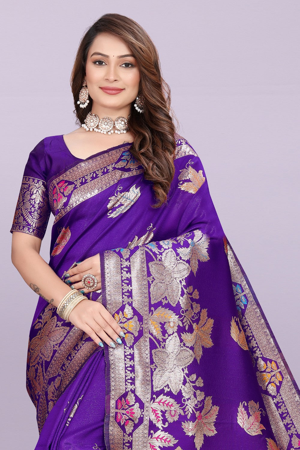 Banarasi Silk Saree with Rich Zari Pallu & Designer Border – Bridal & Wedding Wear