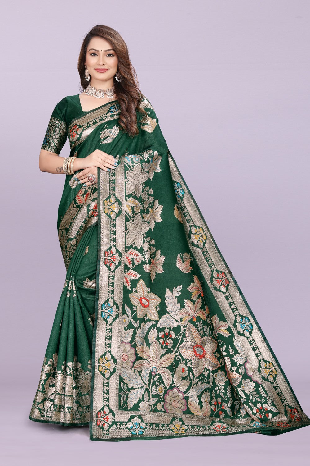 Banarasi Silk Saree with Rich Zari Pallu & Designer Border – Bridal & Wedding Wear