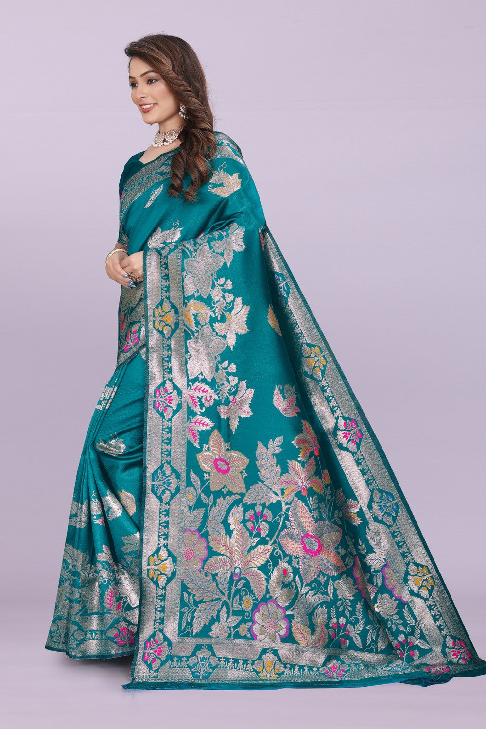 Banarasi Silk Saree with Rich Zari Pallu & Designer Border – Bridal & Wedding Wear