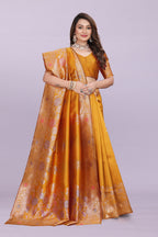 Designer Silk Saree with Floral Motif & Zari Detailing – Party & Festive Wear