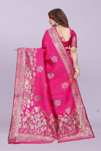 Designer Silk Saree with Floral Motif & Zari Detailing – Party & Festive Wear