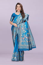 Designer Silk Saree with Floral Motif & Zari Detailing – Party & Festive Wear