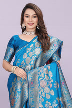 Designer Silk Saree with Floral Motif & Zari Detailing – Party & Festive Wear