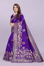 Designer Silk Saree with Floral Motif & Zari Detailing – Party & Festive Wear