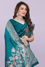 Designer Silk Saree with Floral Motif & Zari Detailing – Party & Festive Wear