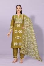 Women's Elegant Kurta Pant Set with Black Dupatta | Ethnic Party Wear Suit Set