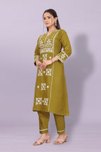 Women's Elegant Kurta Pant Set with Black Dupatta | Ethnic Party Wear Suit Set