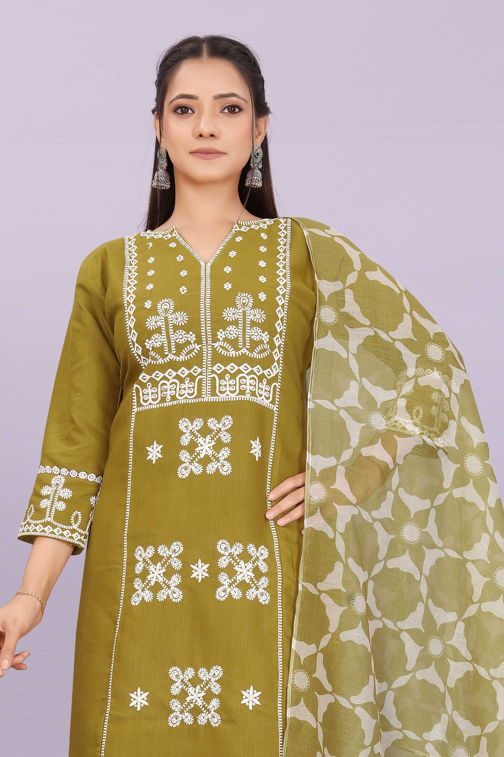 Women's Elegant Kurta Pant Set with Black Dupatta | Ethnic Party Wear Suit Set