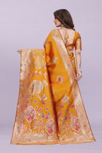 Artistic Woven Silk Saree with Peacock Motif – Premium Festive & Party Wear