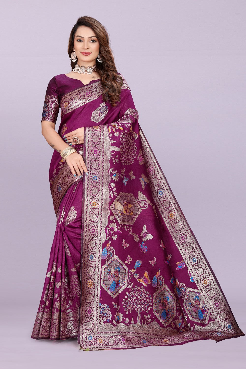 Artistic Woven Silk Saree with Peacock Motif – Premium Festive & Party Wear