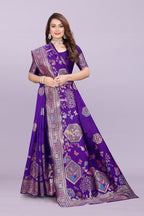 Artistic Woven Silk Saree with Peacock Motif – Premium Festive & Party Wear