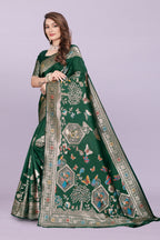 Artistic Woven Silk Saree with Peacock Motif – Premium Festive & Party Wear
