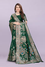 Artistic Woven Silk Saree with Peacock Motif – Premium Festive & Party Wear