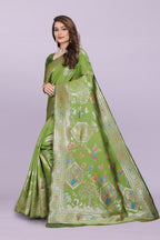 Artistic Woven Silk Saree with Peacock Motif – Premium Festive & Party Wear