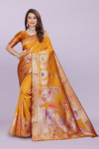 Woven Silk Saree with Floral & Peacock Zari Design – Elegant Festive Wear
