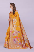Woven Silk Saree with Floral & Peacock Zari Design – Elegant Festive Wear