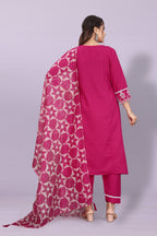 Women's Elegant Kurta Pant Set with Black Dupatta | Ethnic Party Wear Suit Set