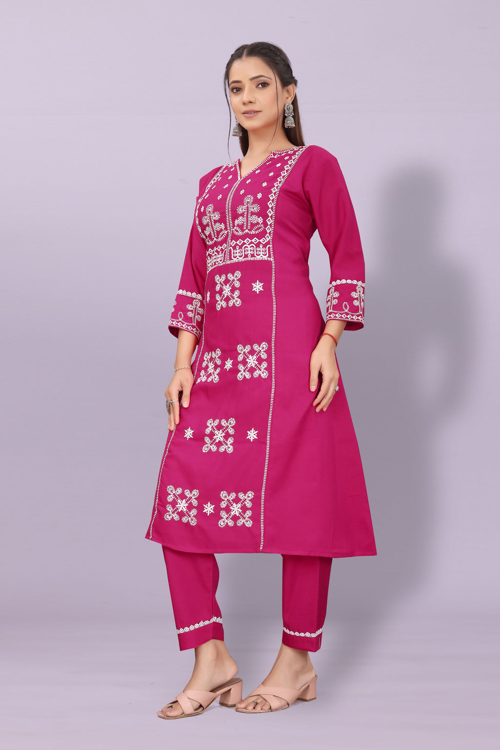Women's Elegant Kurta Pant Set with Black Dupatta | Ethnic Party Wear Suit Set