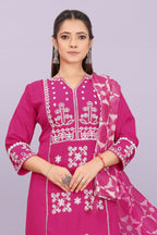 Women's Elegant Kurta Pant Set with Black Dupatta | Ethnic Party Wear Suit Set