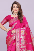 Woven Silk Saree with Floral & Peacock Zari Design – Elegant Festive Wear