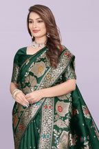 Woven Silk Saree with Floral & Peacock Zari Design – Elegant Festive Wear