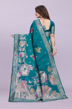 Woven Silk Saree with Floral & Peacock Zari Design – Elegant Festive Wear