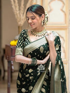Silk Saree with Traditional Butti Design & Zari Border – Wedding & Festive Wear