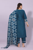 Women's Elegant Kurta Pant Set with Black Dupatta | Ethnic Party Wear Suit Set