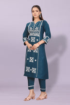 Women's Elegant Kurta Pant Set with Black Dupatta | Ethnic Party Wear Suit Set