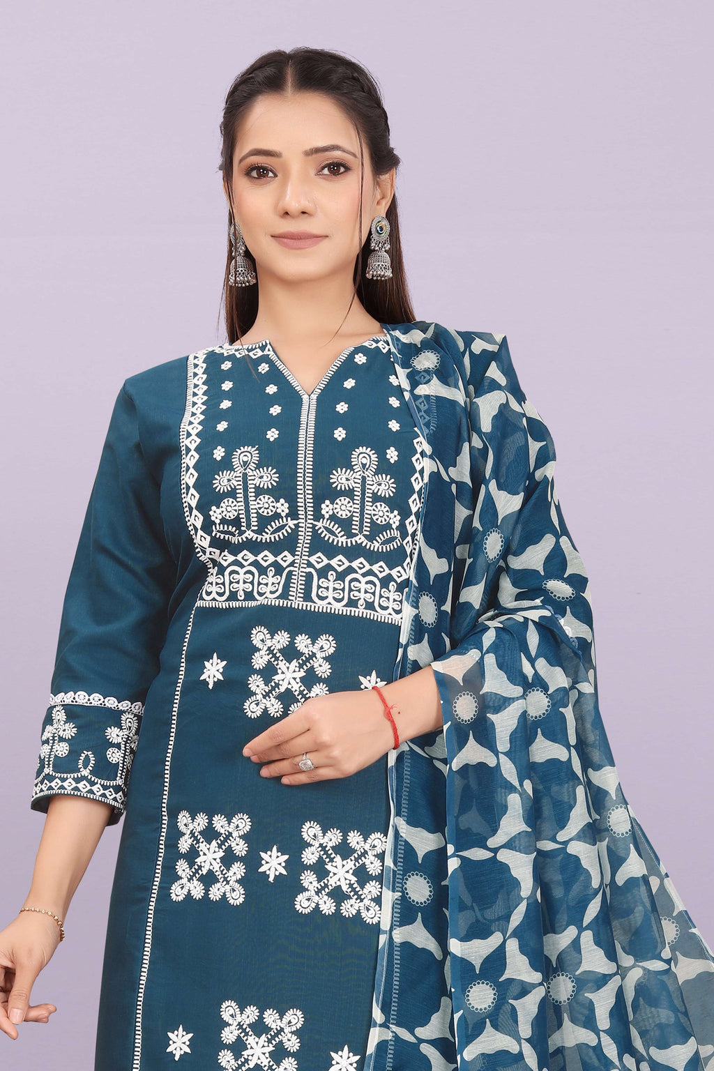 Women's Elegant Kurta Pant Set with Black Dupatta | Ethnic Party Wear Suit Set