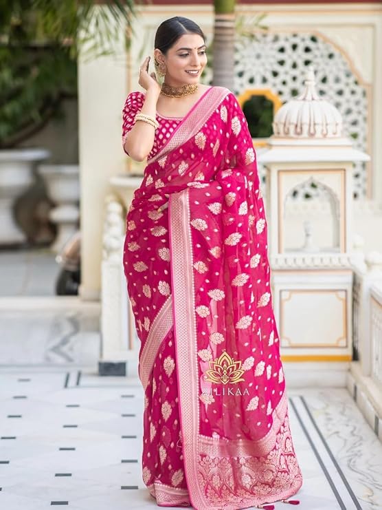 Silk Saree with Traditional Butti Design & Zari Border – Wedding & Festive Wear