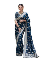 Silk Saree with Traditional Butti Design & Zari Border – Wedding & Festive Wear